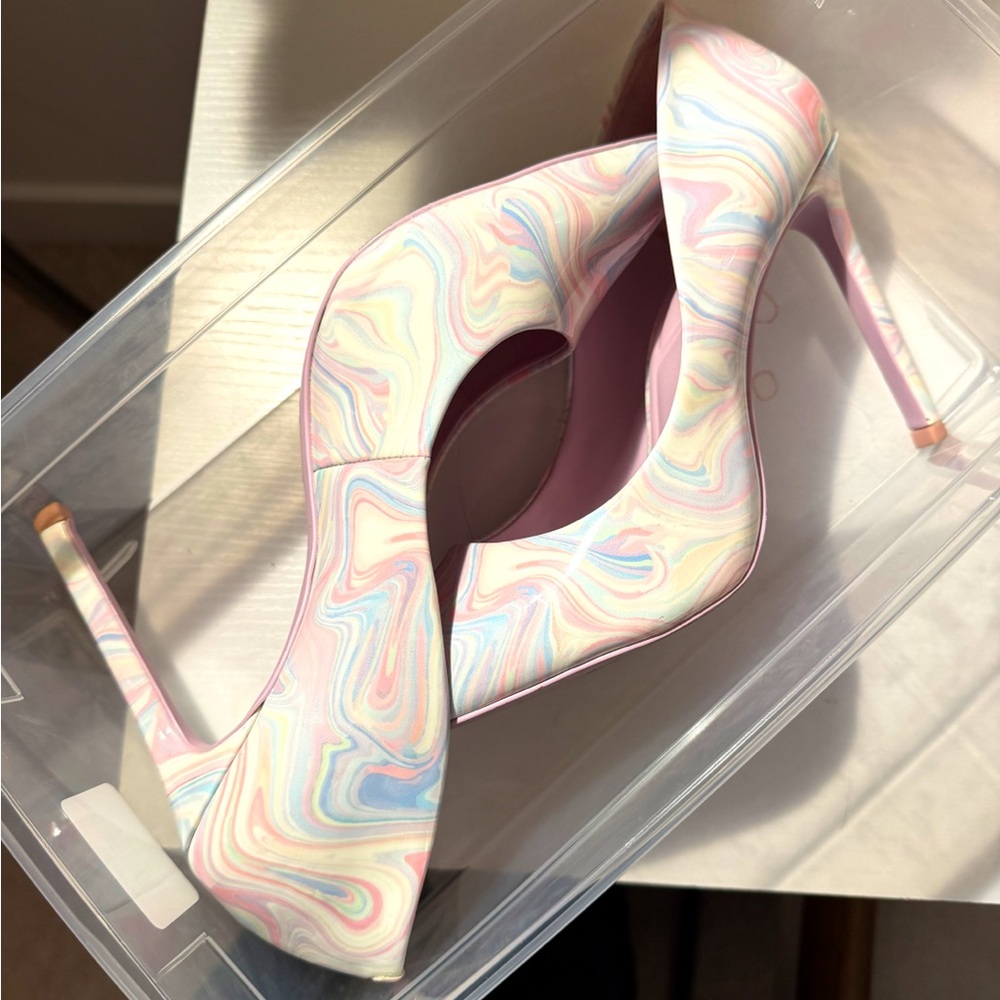 Aldo Multicolor Swirl Heels Pastel Colors (Never Worn)